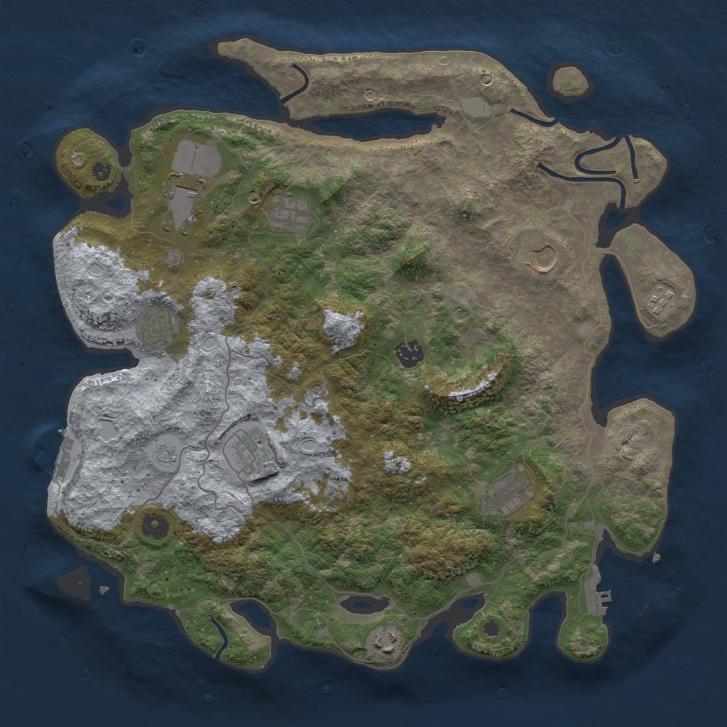 Rust Map: Procedural Map, Size: 4000, Seed: 851372743, 18 Monuments