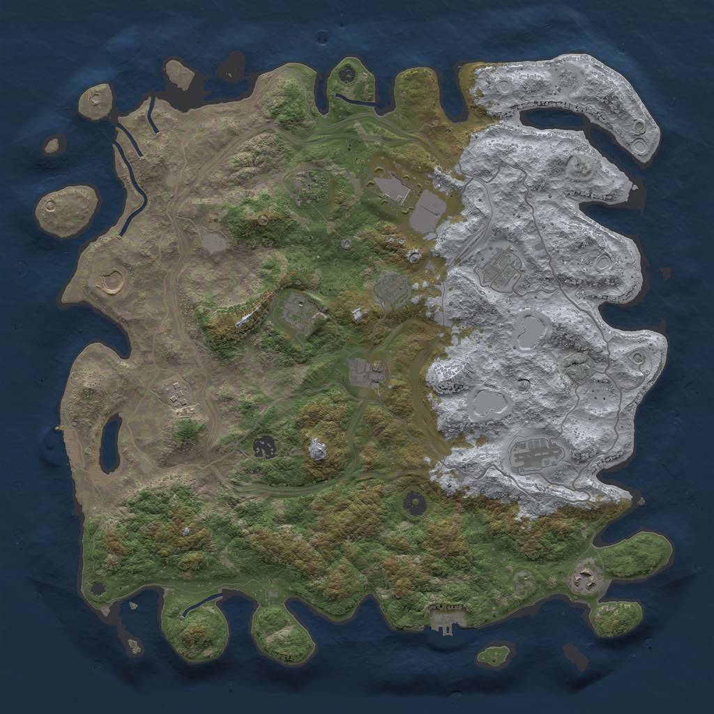 Rust Map: Procedural Map, Size: 4500, Seed: 775448371, 18 Monuments