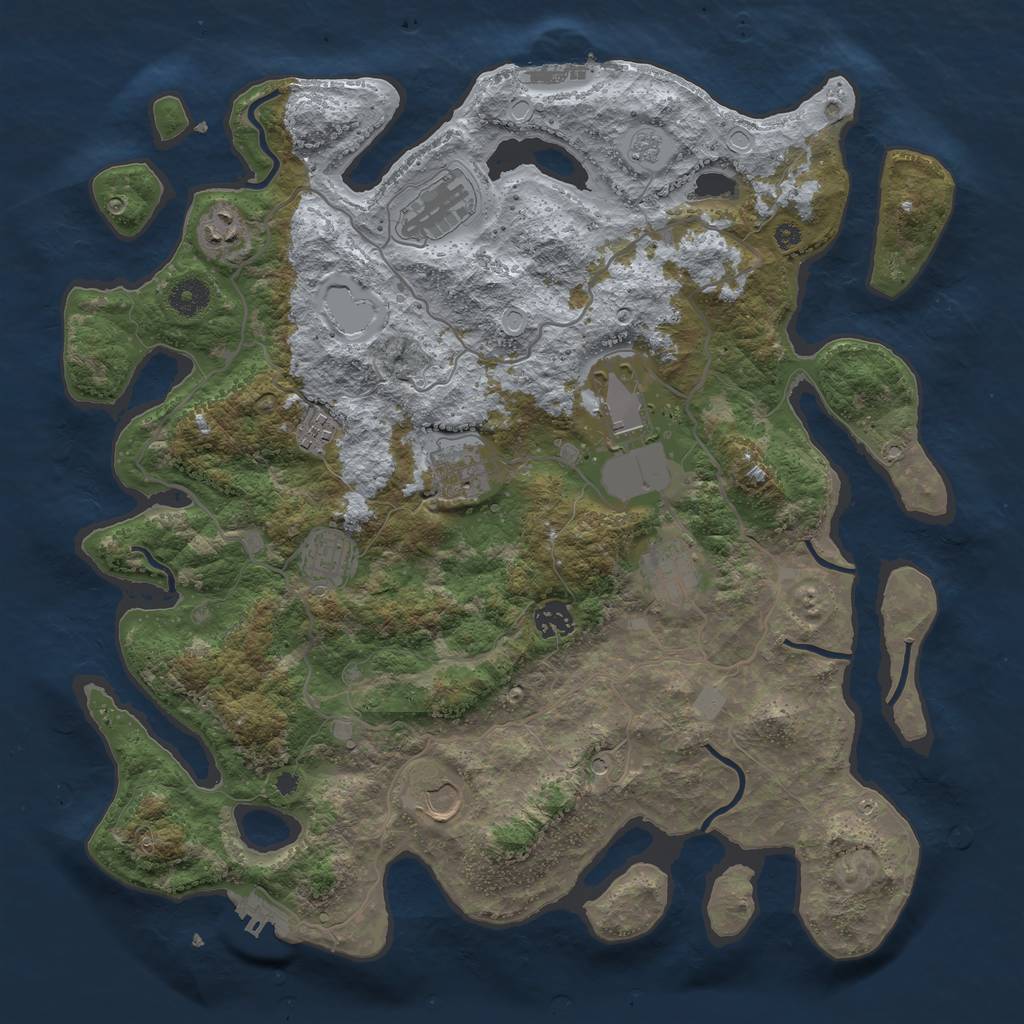 Rust Map: Procedural Map, Size: 4000, Seed: 5091945, 18 Monuments