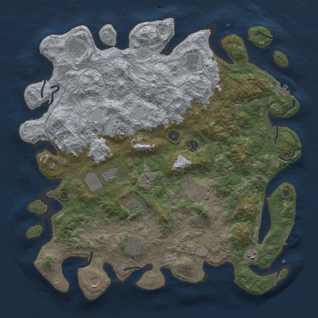 Rust Map: Procedural Map, Size: 4500, Seed: 13537881, 20 Monuments