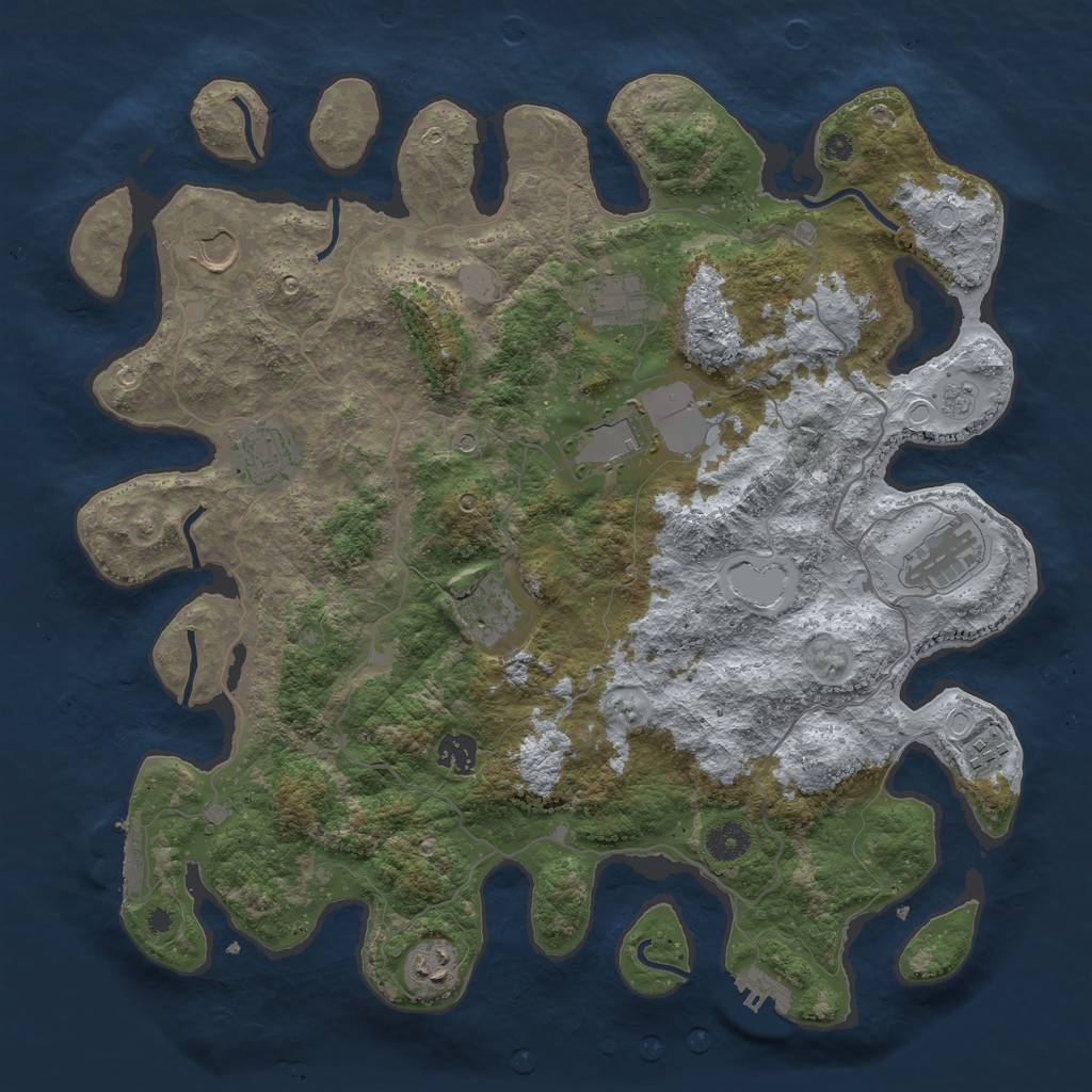 Rust Map: Procedural Map, Size: 4000, Seed: 48251, 18 Monuments