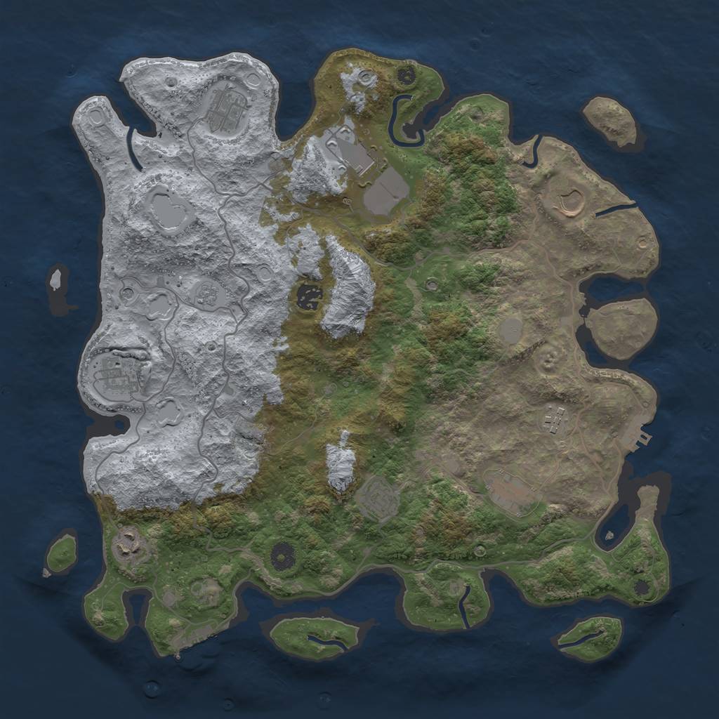 Rust Map: Procedural Map, Size: 4000, Seed: 42824522, 18 Monuments