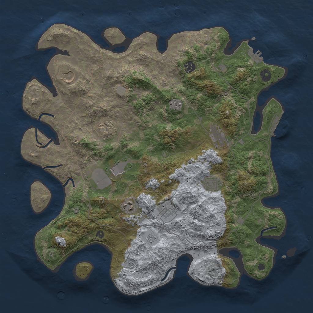 Rust Map: Procedural Map, Size: 4000, Seed: 44600, 18 Monuments
