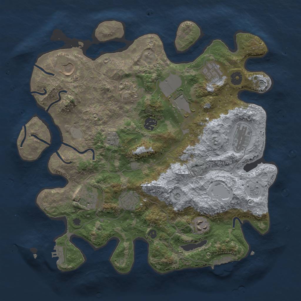 Rust Map: Procedural Map, Size: 3550, Seed: 85494690, 19 Monuments