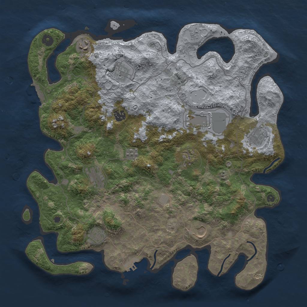 Rust Map: Procedural Map, Size: 4000, Seed: 931991, 19 Monuments