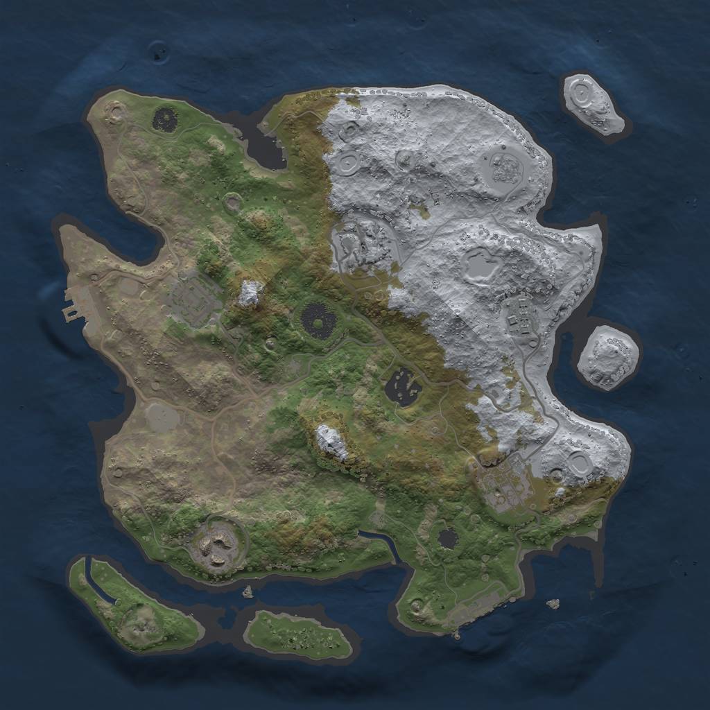 Rust Map: Procedural Map, Size: 3000, Seed: 1034854919, 14 Monuments