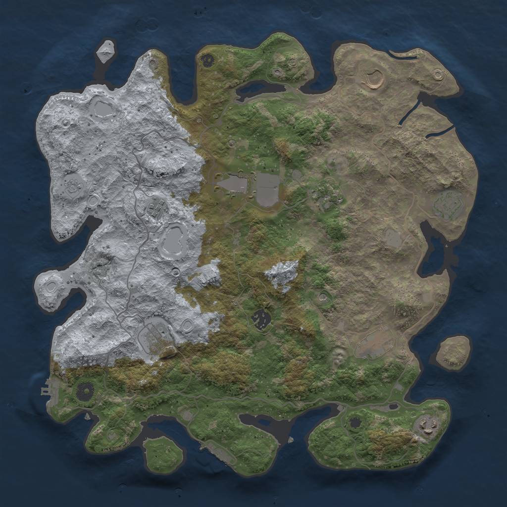 Rust Map: Procedural Map, Size: 4000, Seed: 921705548, 18 Monuments
