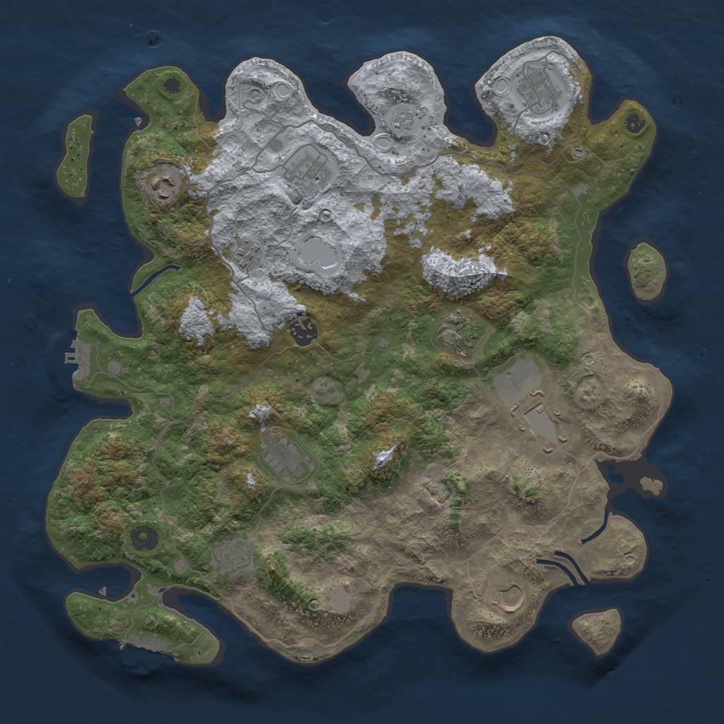 Rust Map: Procedural Map, Size: 4000, Seed: 1325678851, 19 Monuments