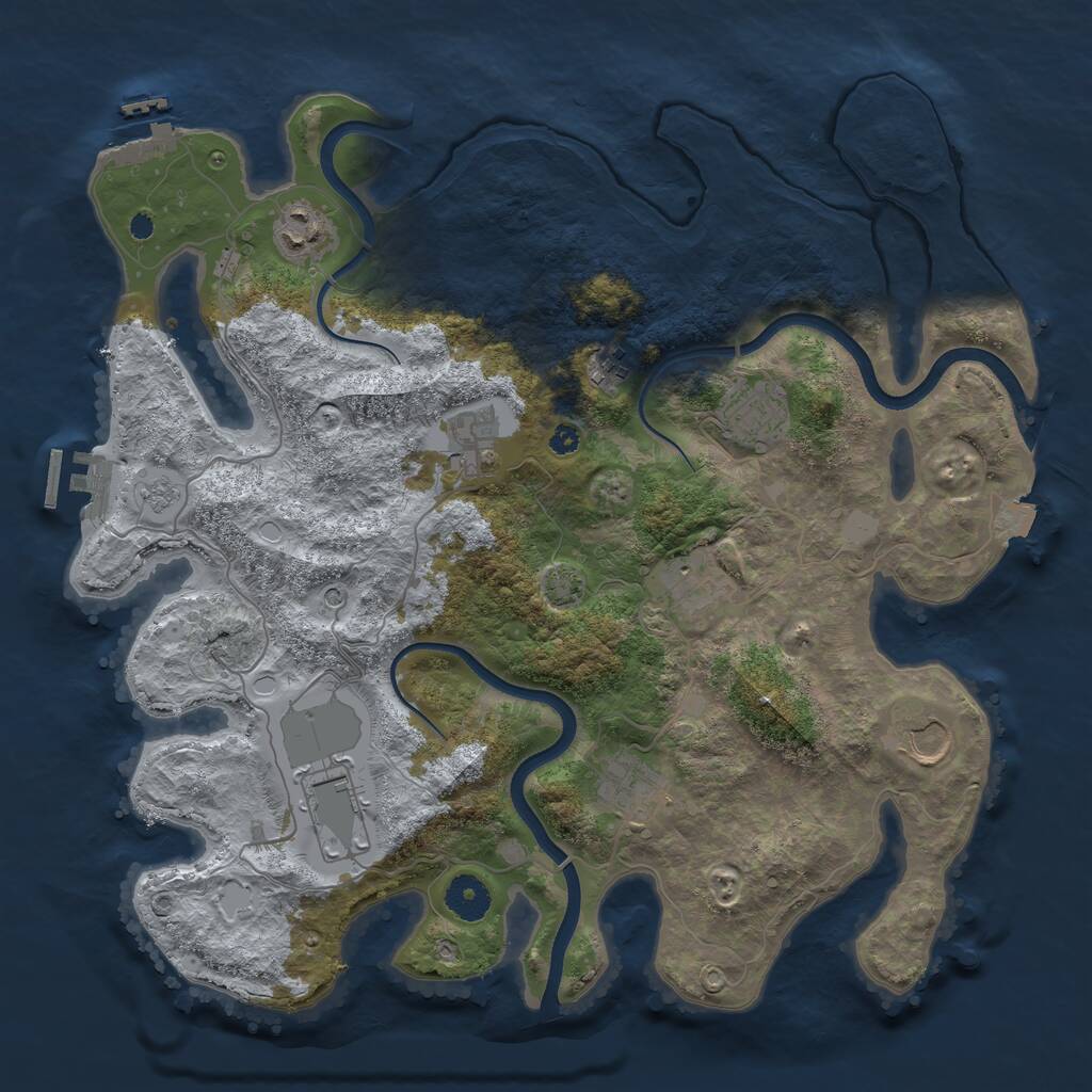 Rust Map: Procedural Map, Size: 3700, Seed: 723478, 14 Monuments