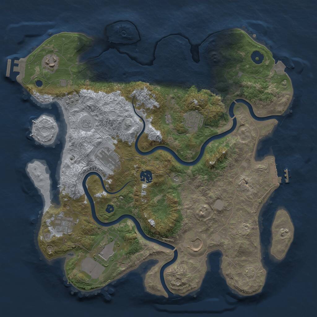 Rust Map: Procedural Map, Size: 3720, Seed: 2707, 14 Monuments