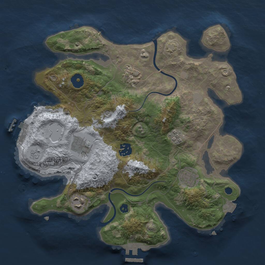 Rust Map: Procedural Map, Size: 3000, Seed: 1789367043, 12 Monuments