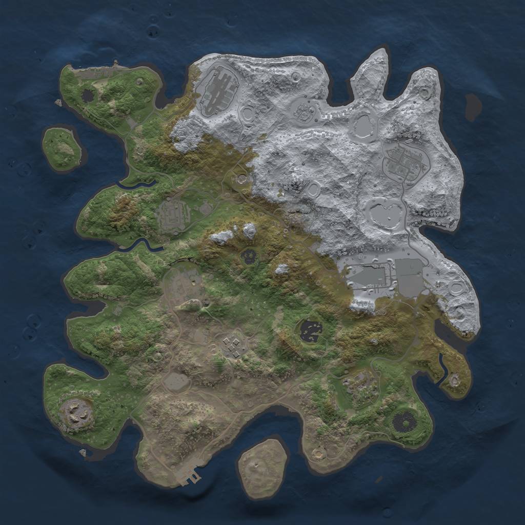 Rust Map: Procedural Map, Size: 3500, Seed: 1323121321, 18 Monuments