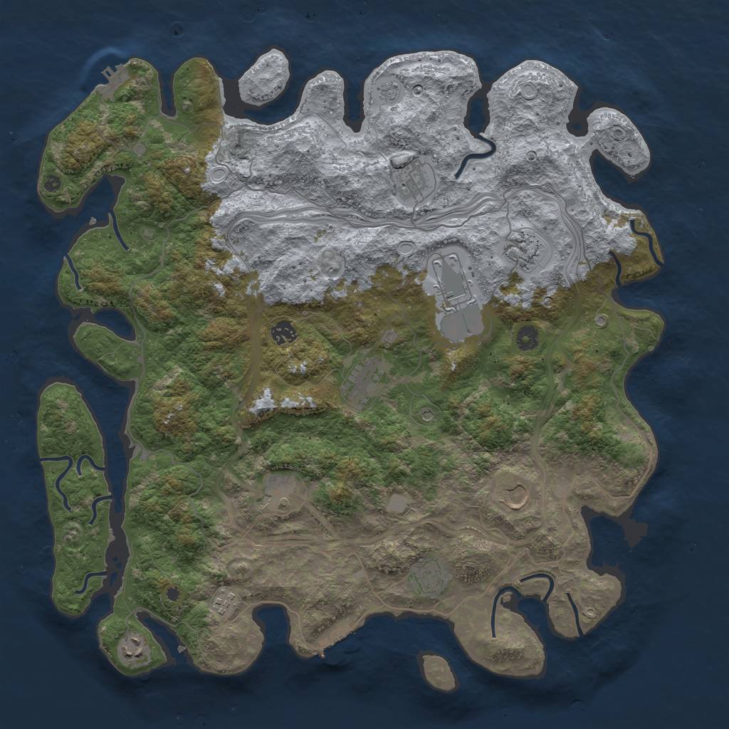 Rust Map: Procedural Map, Size: 4500, Seed: 1229384117, 19 Monuments