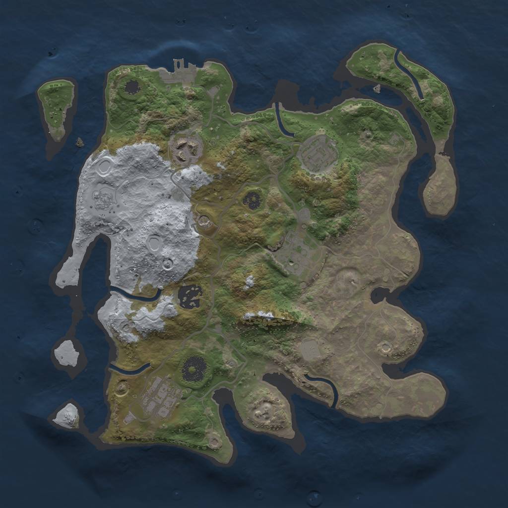 Rust Map: Procedural Map, Size: 3000, Seed: 485227, 13 Monuments