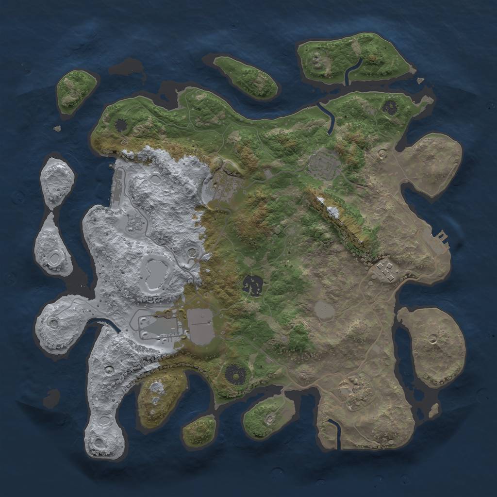 Rust Map: Procedural Map, Size: 3500, Seed: 455621, 15 Monuments