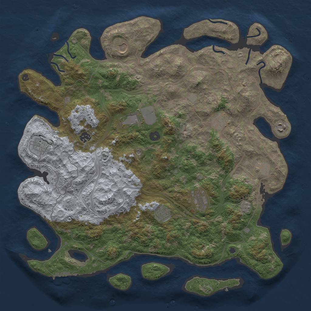 Rust Map: Procedural Map, Size: 4500, Seed: 1873451958, 16 Monuments