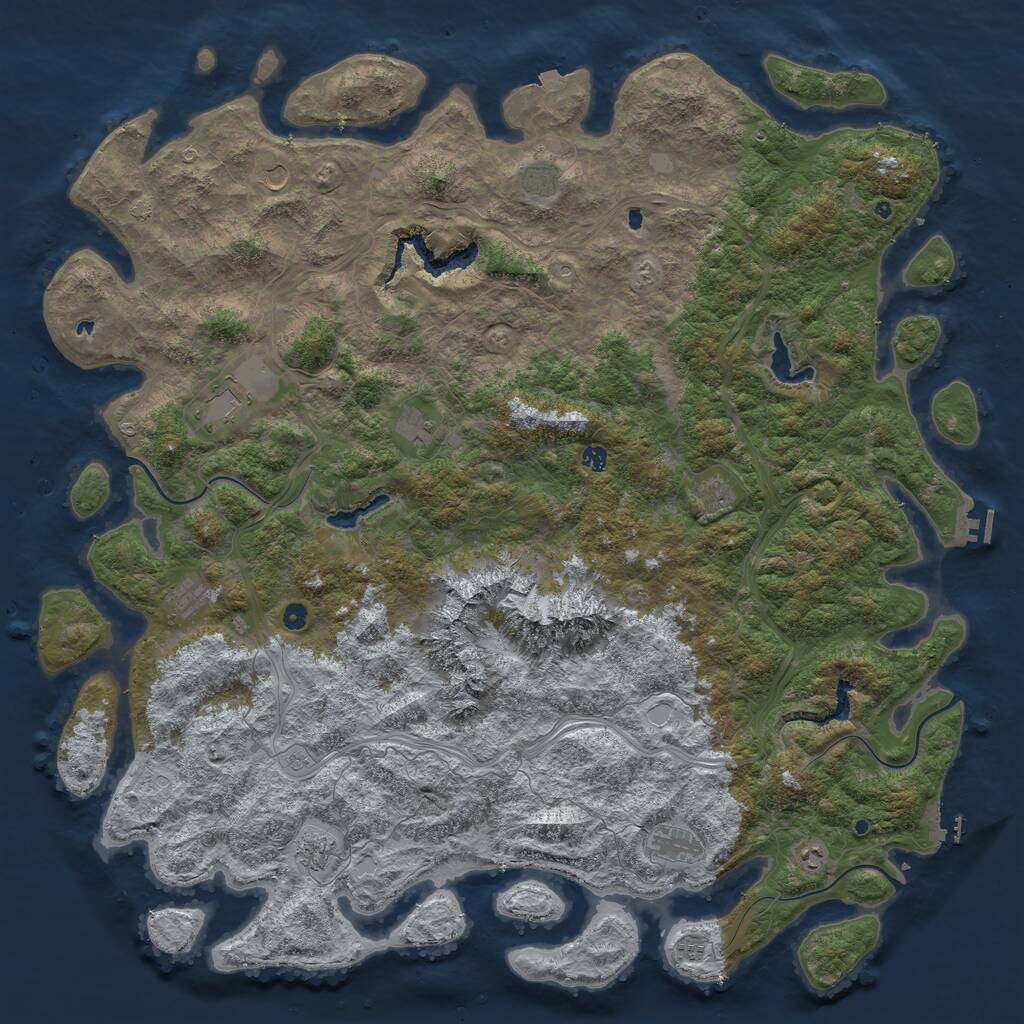 Rust Map: Procedural Map, Size: 6000, Seed: 100092808, 17 Monuments