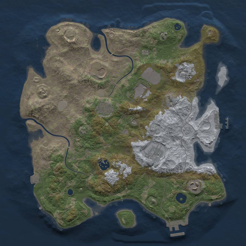 Rust Map: Procedural Map, Size: 3500, Seed: 527261, 13 Monuments