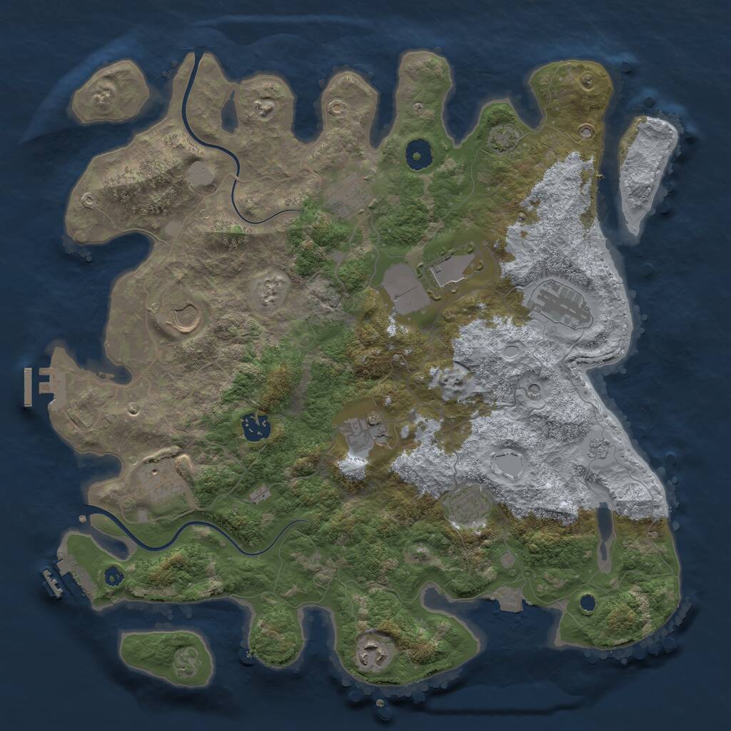 Rust Map: Procedural Map, Size: 3800, Seed: 306877, 15 Monuments