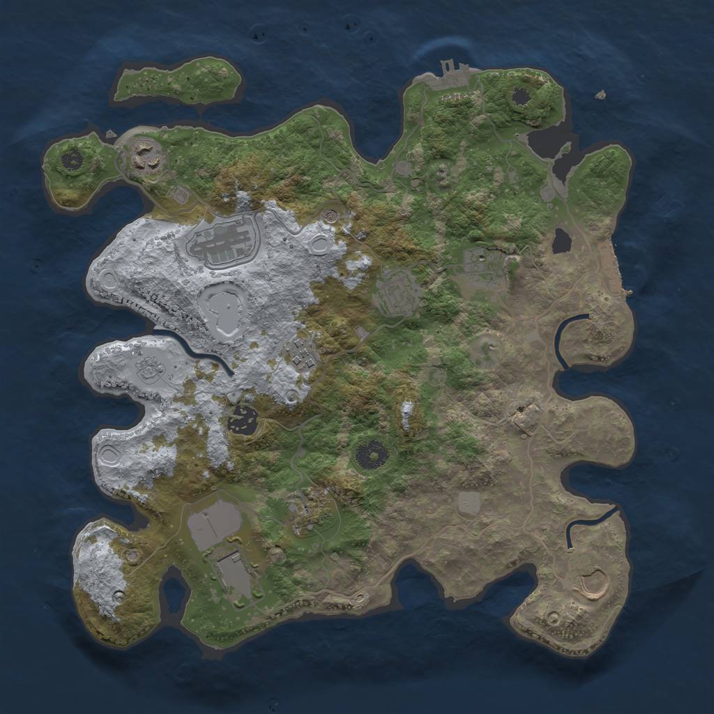 Rust Map: Procedural Map, Size: 3500, Seed: 32155151, 18 Monuments
