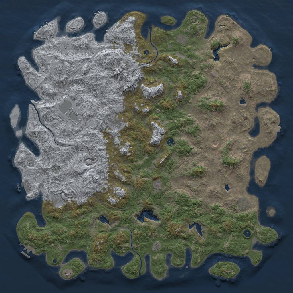 Rust Map: Procedural Map, Size: 6000, Seed: 64659367, 17 Monuments