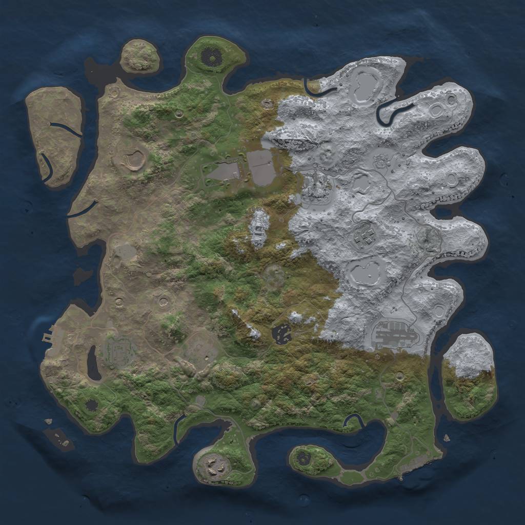 Rust Map: Procedural Map, Size: 3800, Seed: 459595918, 18 Monuments