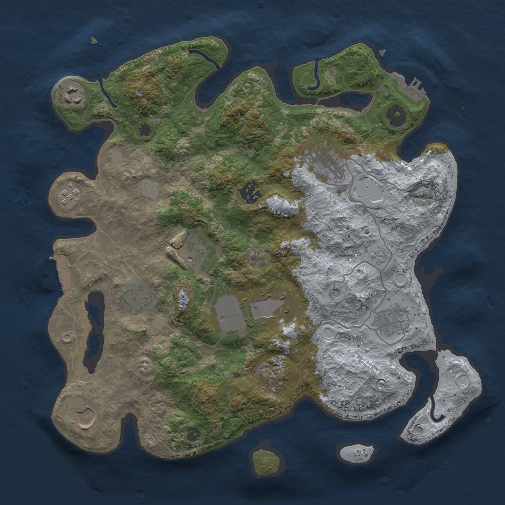 Rust Map: Procedural Map, Size: 3636, Seed: 61636616, 19 Monuments