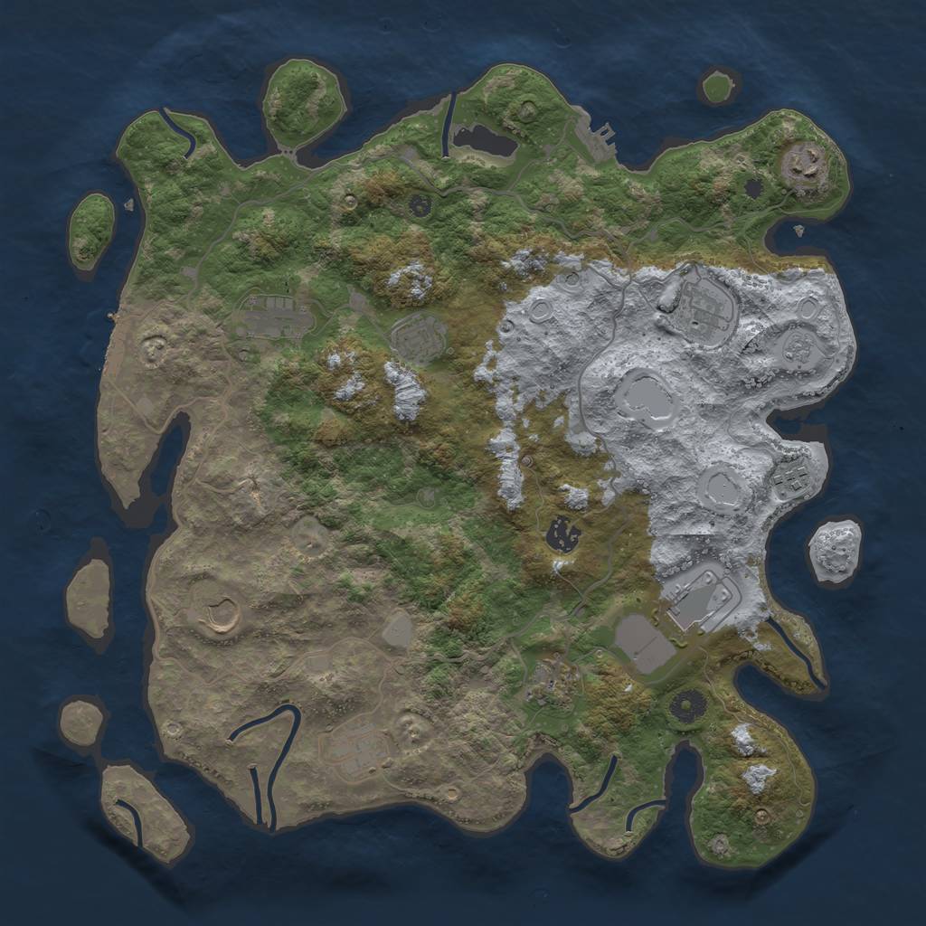 Rust Map: Procedural Map, Size: 4050, Seed: 1969051750, 19 Monuments