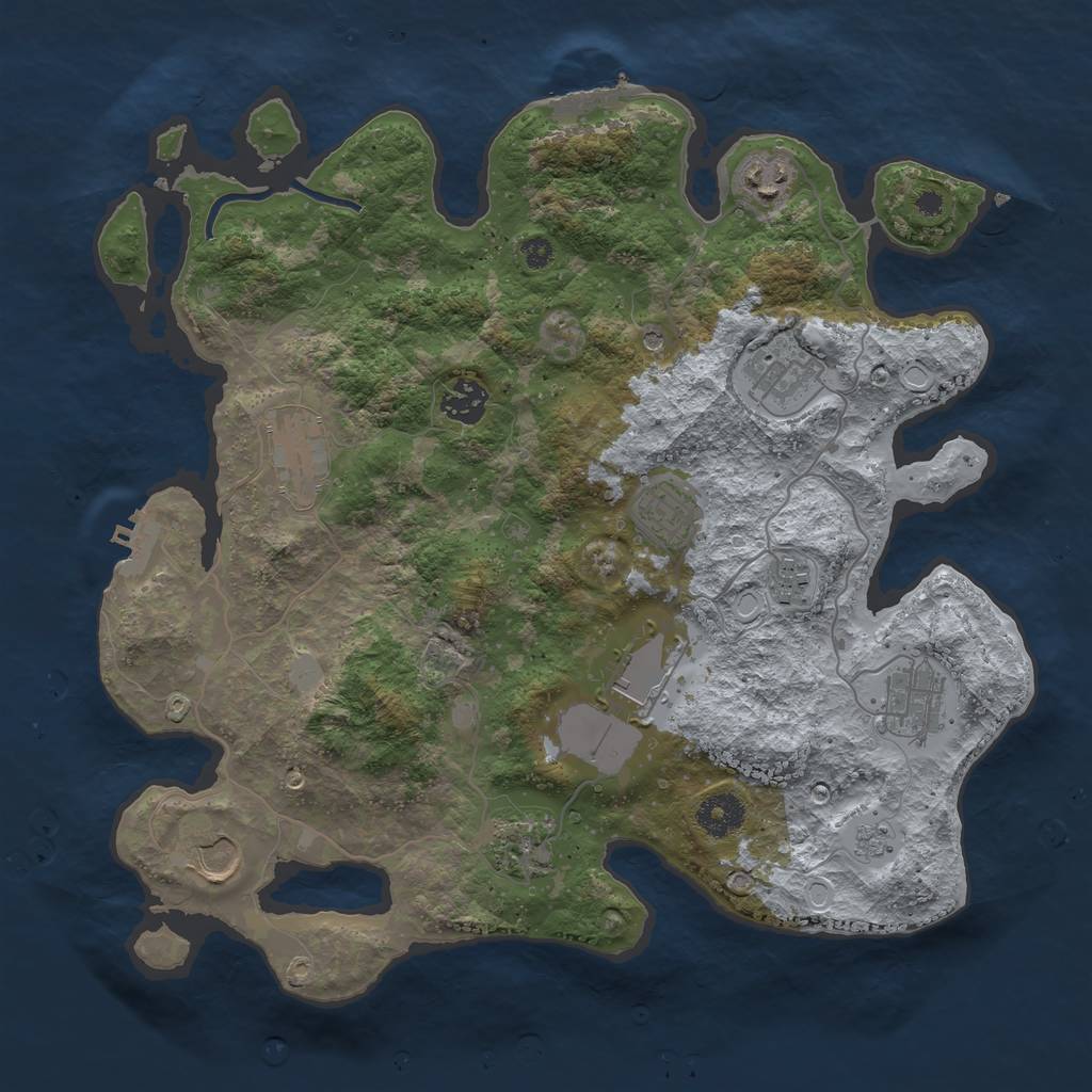 Rust Map: Procedural Map, Size: 3600, Seed: 365165669, 19 Monuments