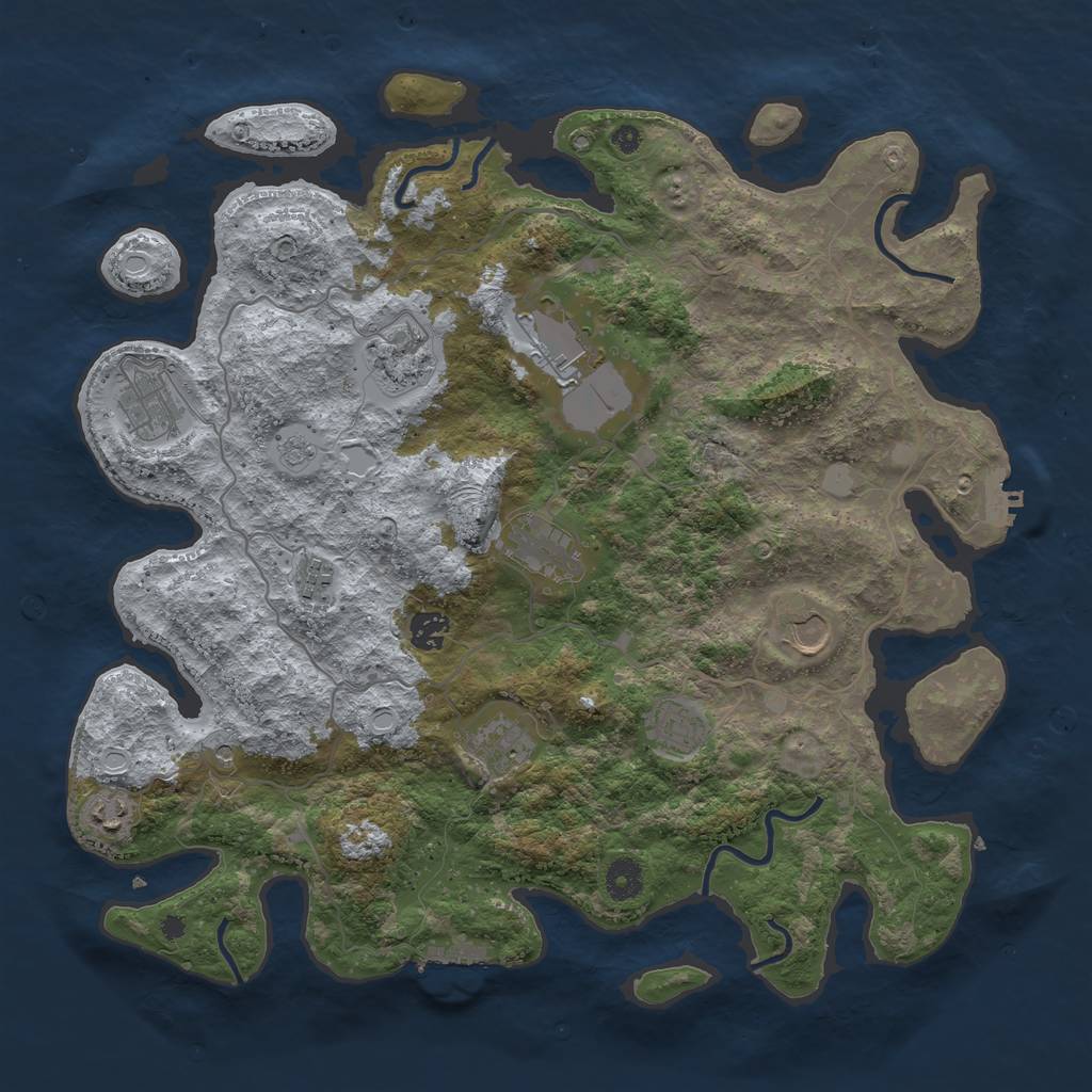 Rust Map: Procedural Map, Size: 4050, Seed: 1920083412, 19 Monuments