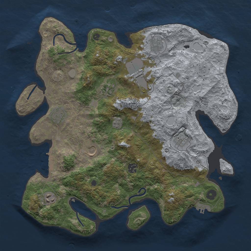 Rust Map: Procedural Map, Size: 3750, Seed: 57212014, 18 Monuments