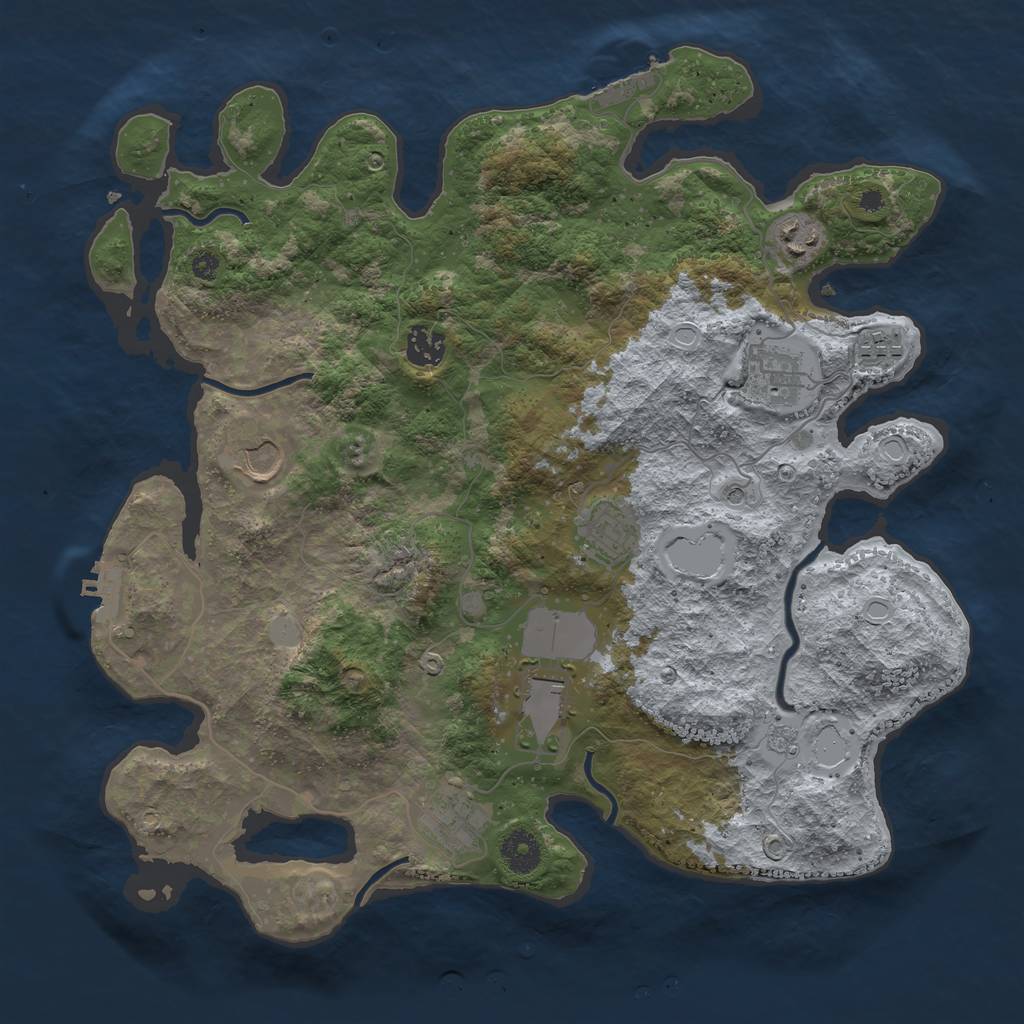 Rust Map: Procedural Map, Size: 3725, Seed: 365165669, 17 Monuments