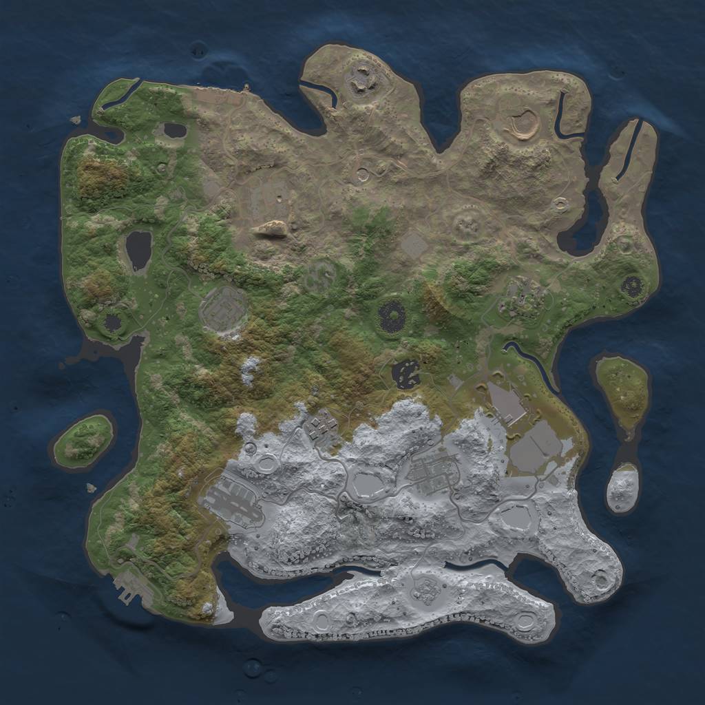 Rust Map: Procedural Map, Size: 3500, Seed: 149721, 17 Monuments