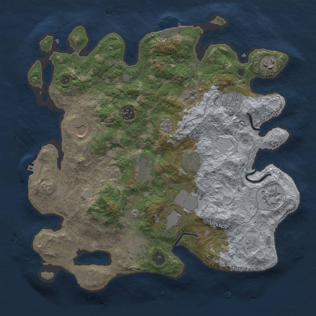 Rust Map: Procedural Map, Size: 3666, Seed: 365165669, 19 Monuments
