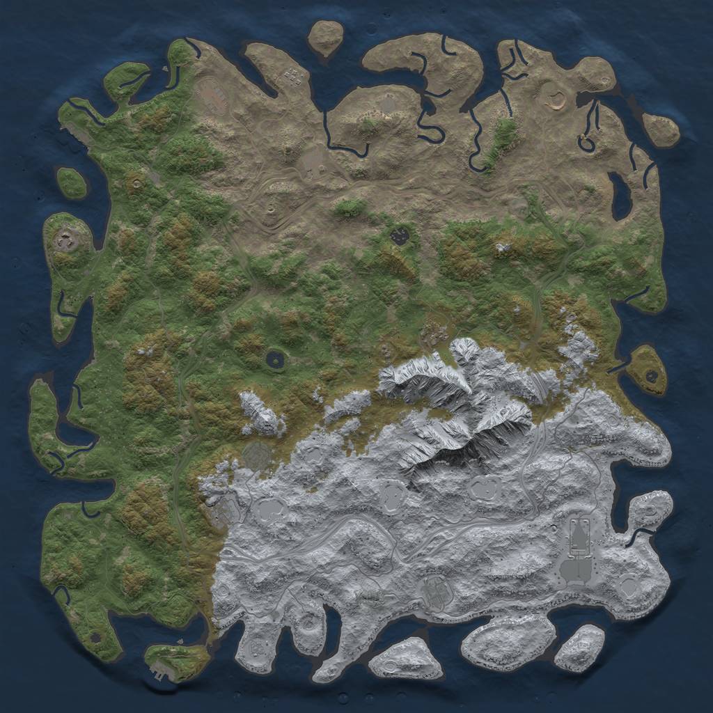 Rust Map: Procedural Map, Size: 6000, Seed: 1207743, 18 Monuments