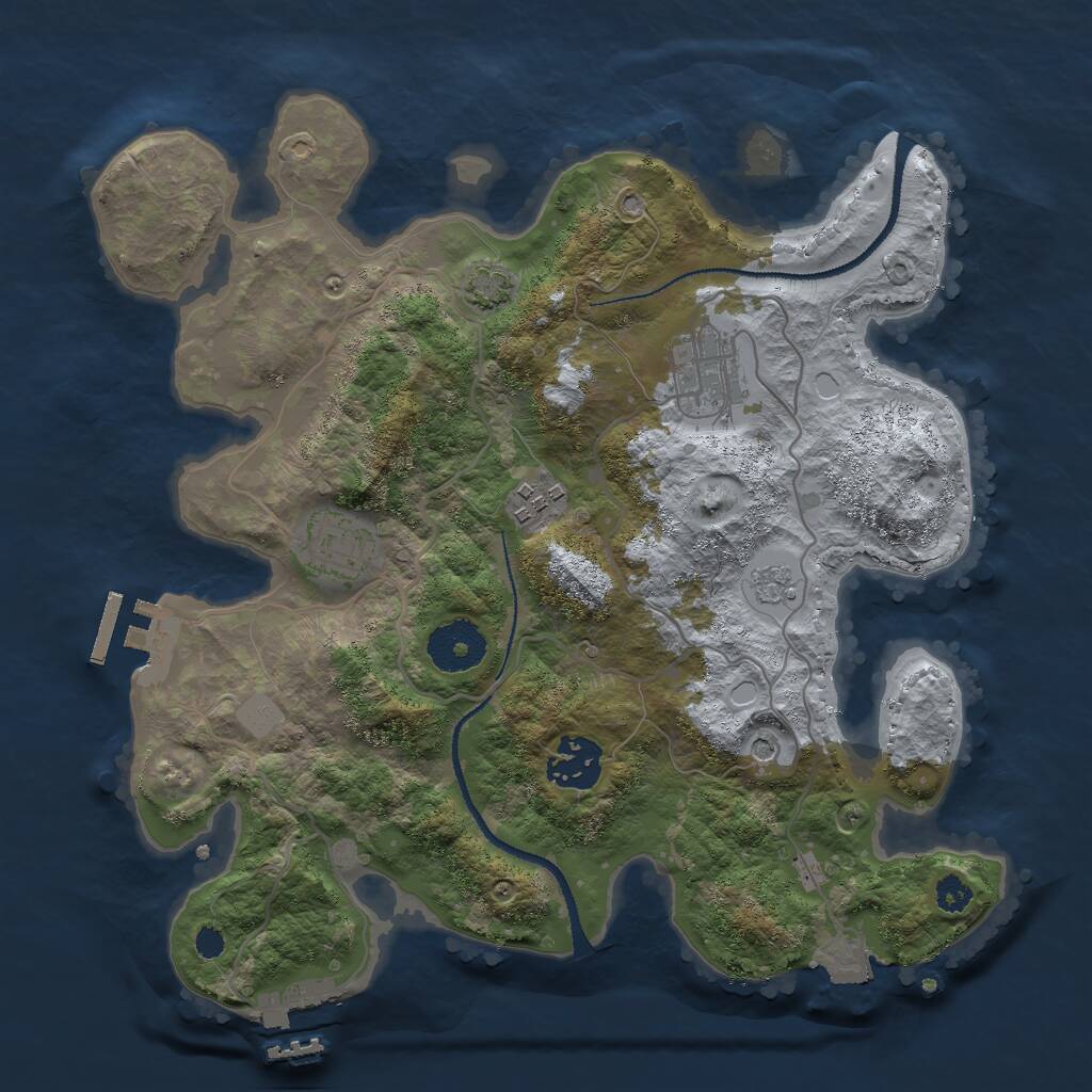 Rust Map: Procedural Map, Size: 3000, Seed: 11648, 10 Monuments