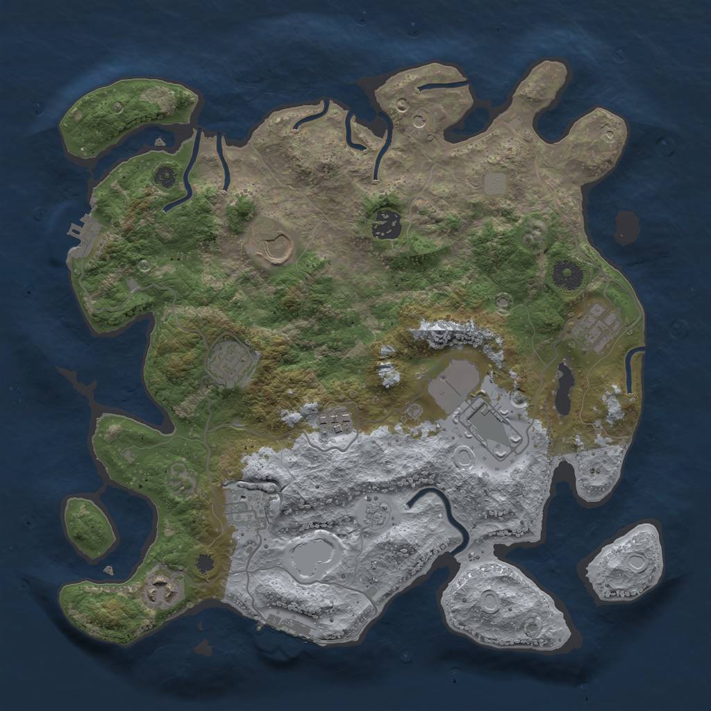 Rust Map: Procedural Map, Size: 3500, Seed: 1212023, 17 Monuments