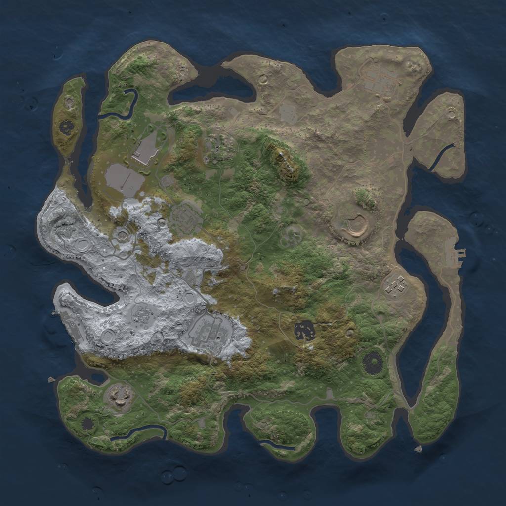 Rust Map: Procedural Map, Size: 3500, Seed: 224871, 16 Monuments