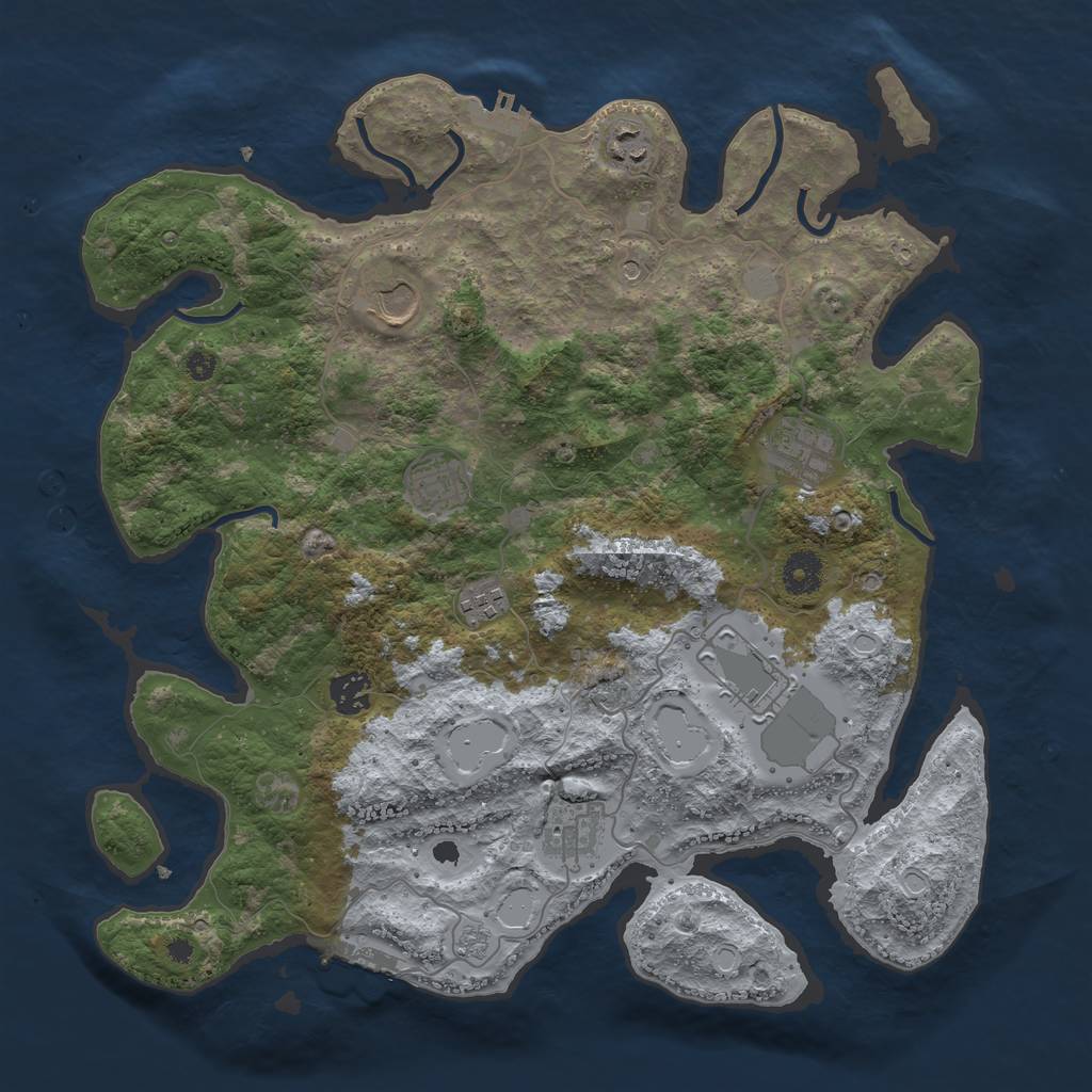 Rust Map: Procedural Map, Size: 3800, Seed: 1212023, 17 Monuments