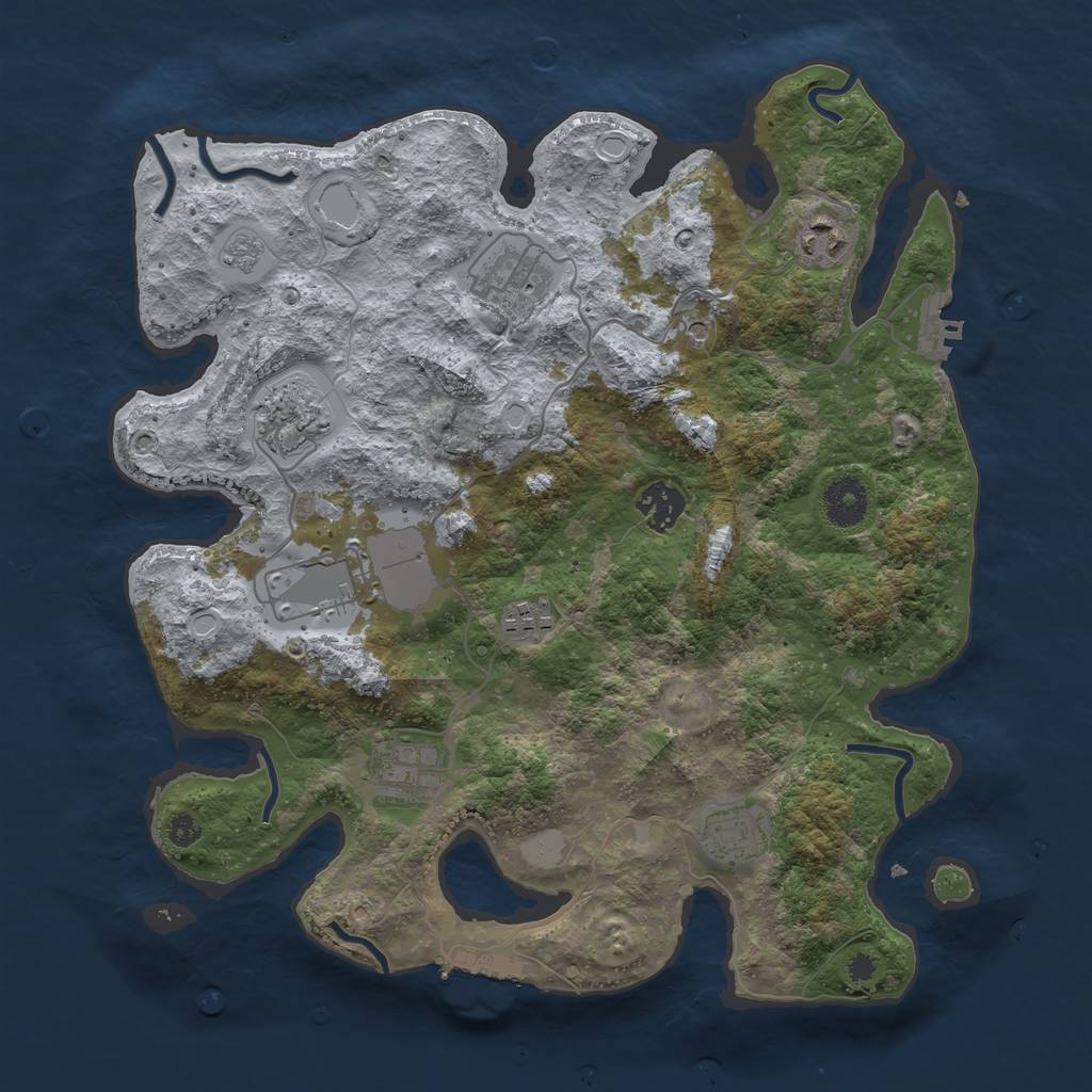 Rust Map: Procedural Map, Size: 3500, Seed: 851965900, 15 Monuments