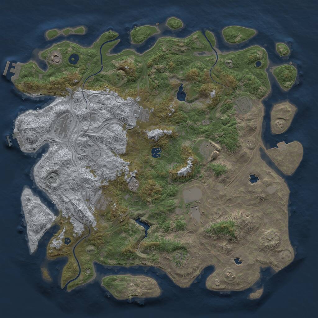 Rust Map: Procedural Map, Size: 4500, Seed: 4477333, 16 Monuments
