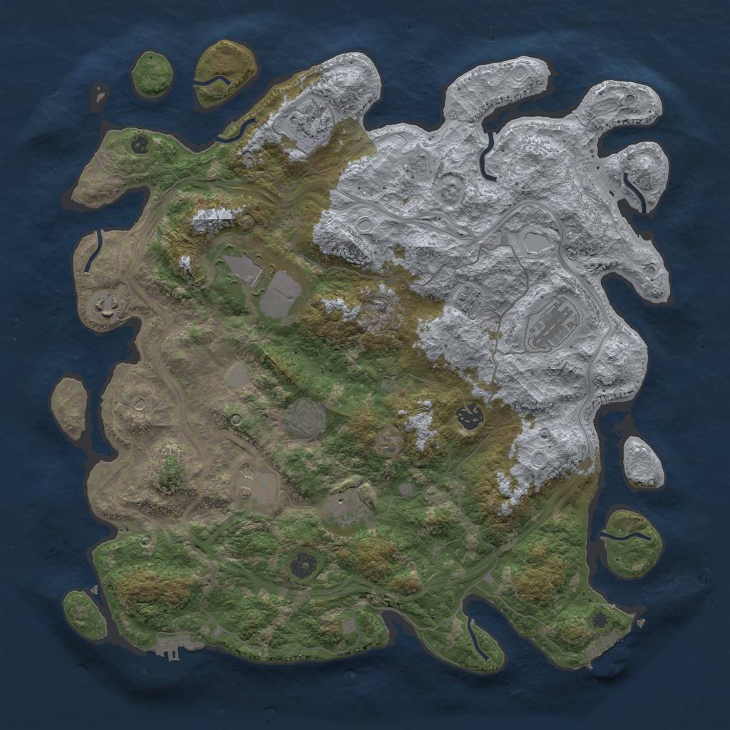 Rust Map: Procedural Map, Size: 4250, Seed: 20012023, 16 Monuments