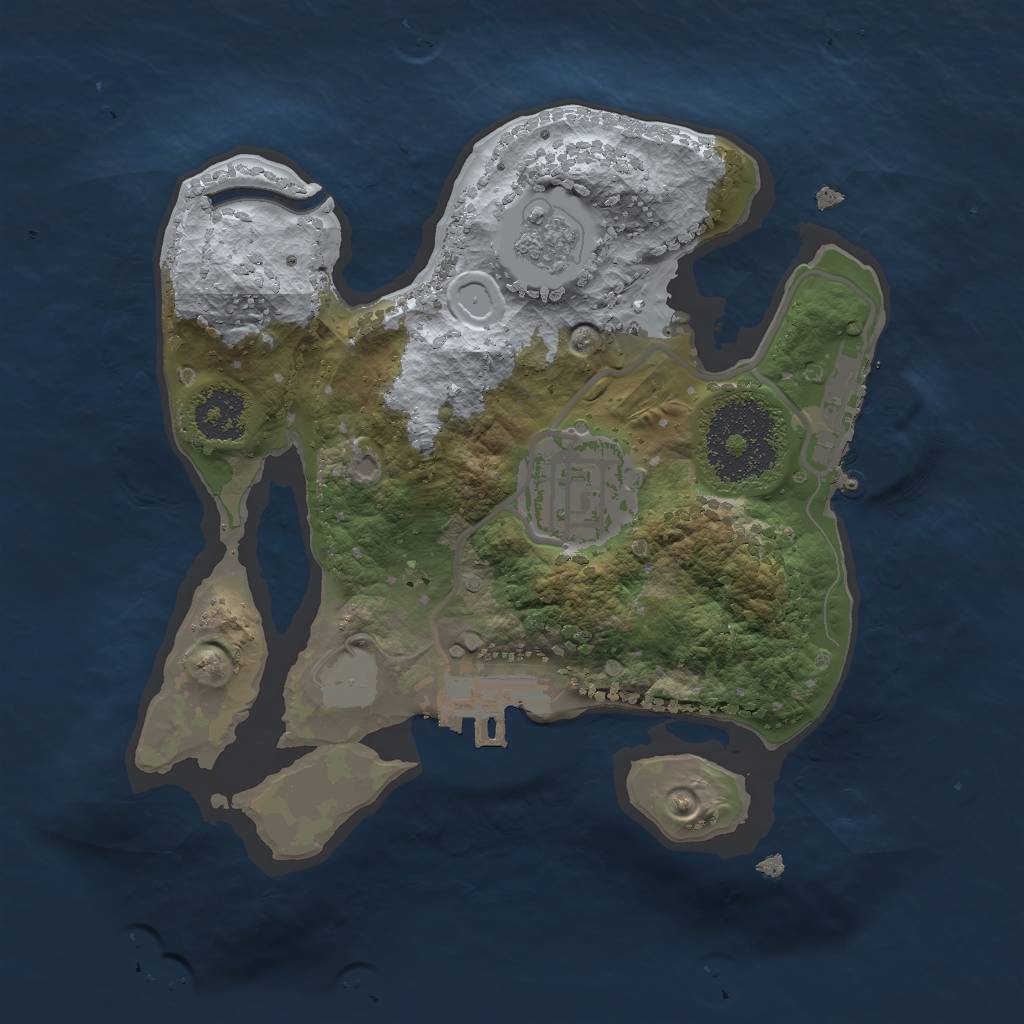 Rust Map: Procedural Map, Size: 2000, Seed: 1033157543, 9 Monuments