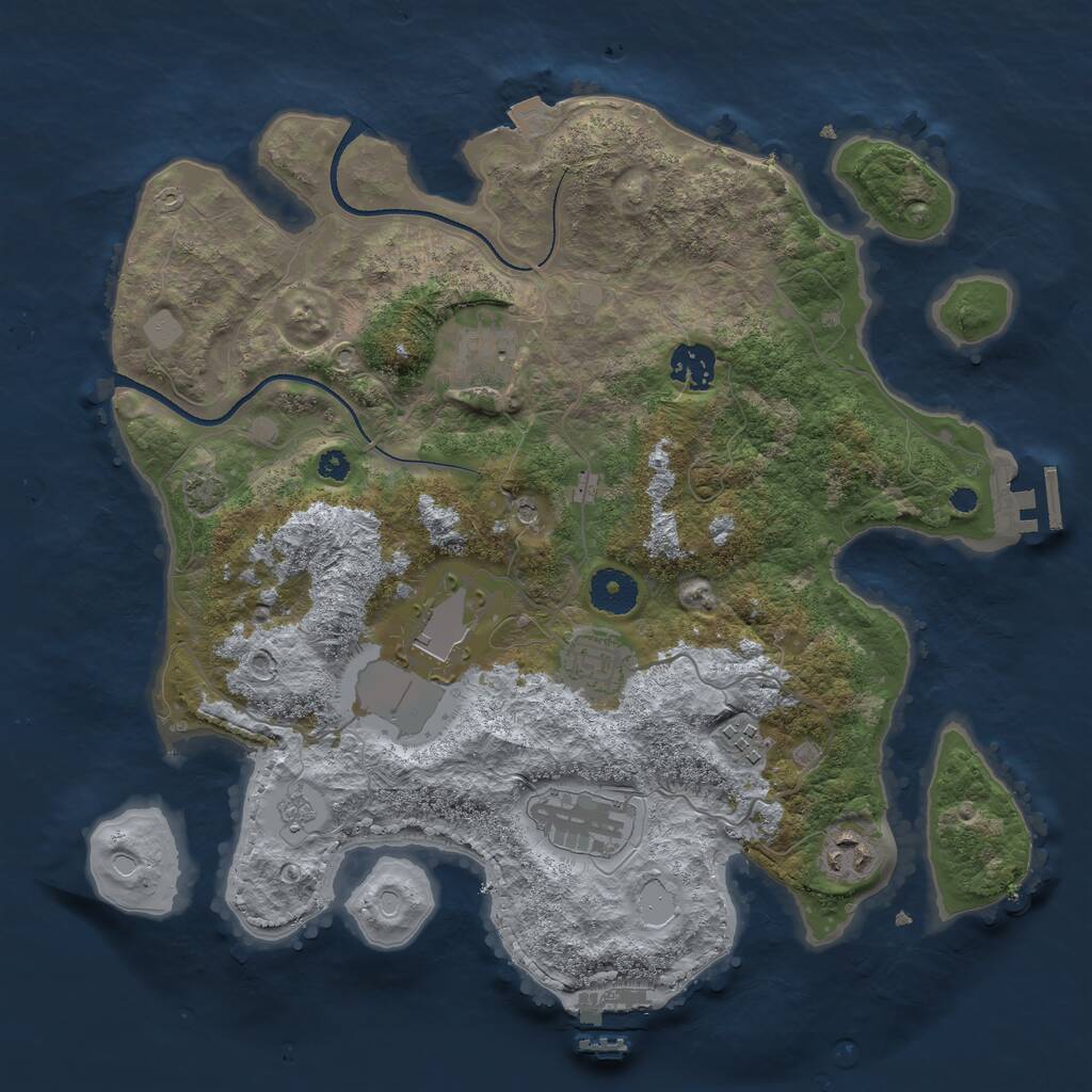 Rust Map: Procedural Map, Size: 3500, Seed: 1774324341, 13 Monuments