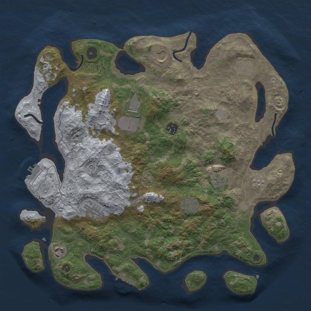 Rust Map: Procedural Map, Size: 4000, Seed: 70867626, 18 Monuments