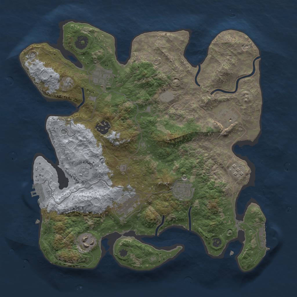 Rust Map: Procedural Map, Size: 3250, Seed: 729306013, 16 Monuments