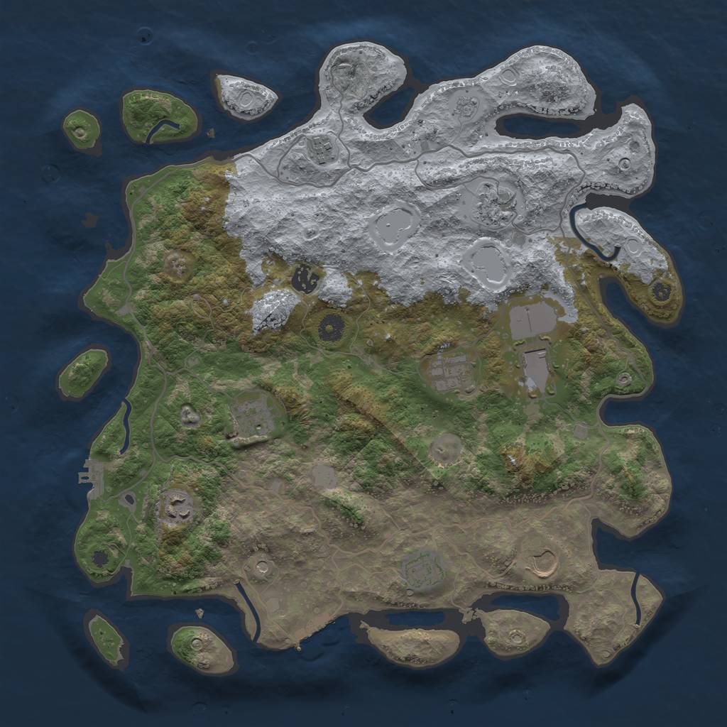 Rust Map: Procedural Map, Size: 4000, Seed: 46405, 18 Monuments