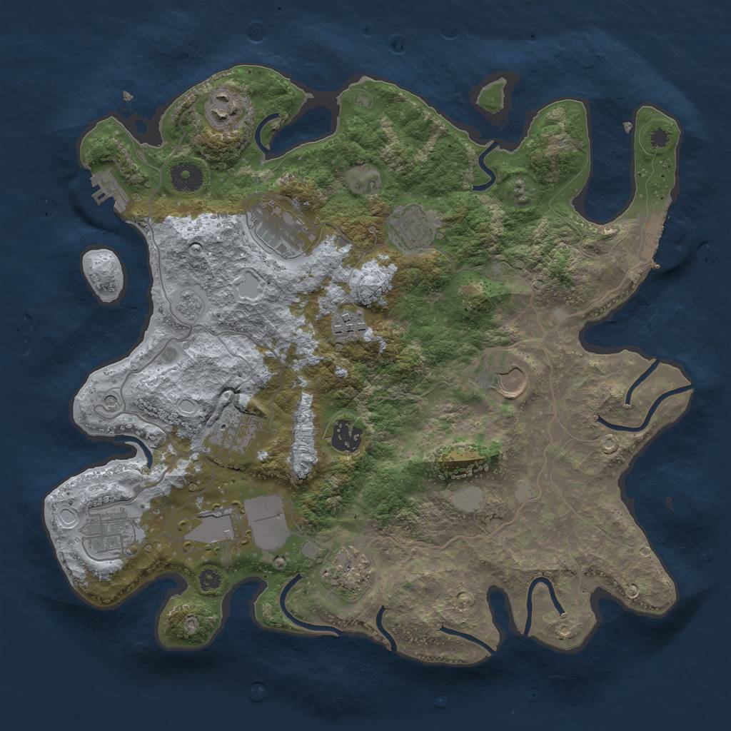Rust Map: Procedural Map, Size: 3500, Seed: 266, 19 Monuments