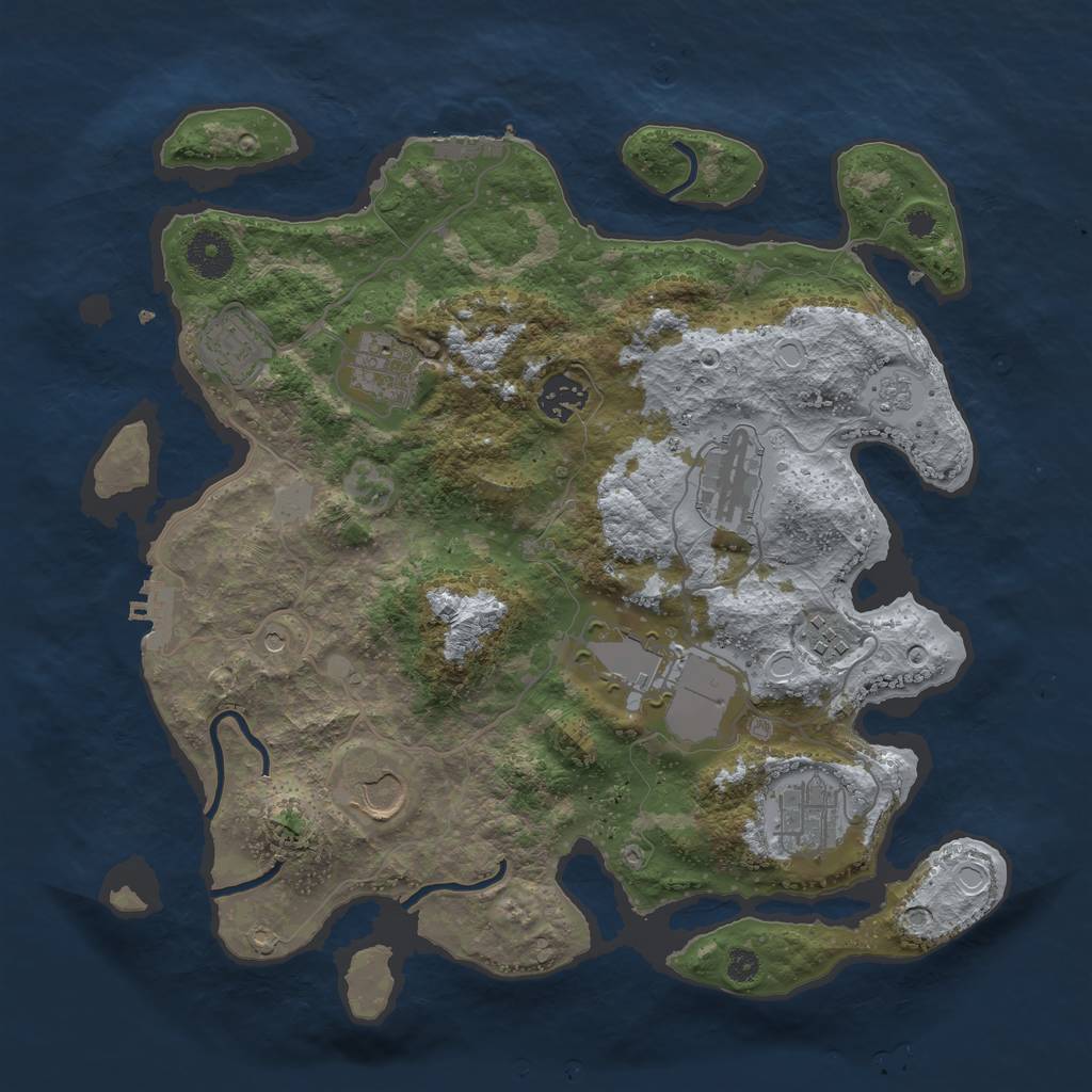 Rust Map: Procedural Map, Size: 3500, Seed: 1760805078, 17 Monuments