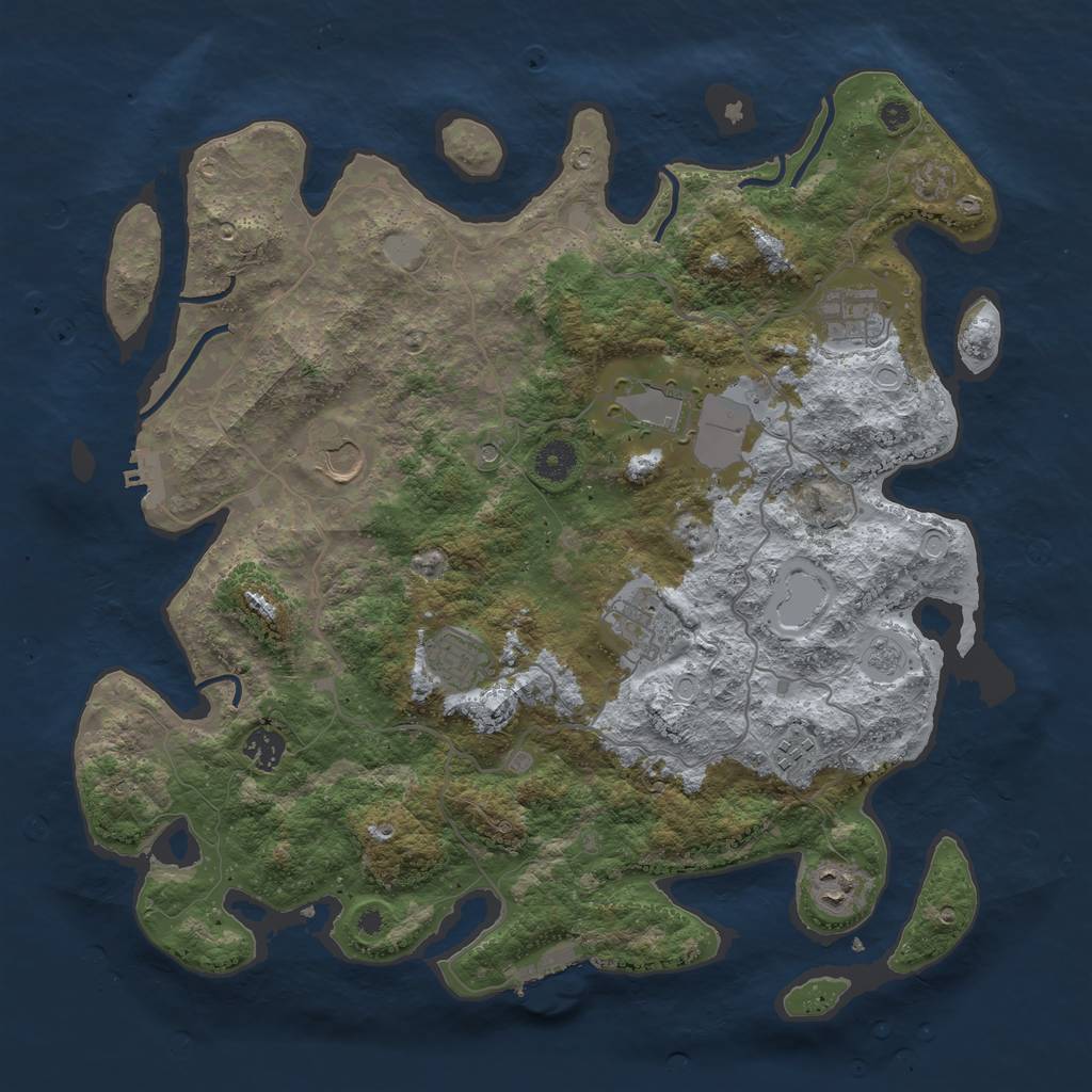 Rust Map: Procedural Map, Size: 4000, Seed: 968315429, 17 Monuments